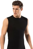 Erdem Erkek Ribana Kolsuz Kapalı Yaka Fanila Atlet 1195 - 6 Adet  Siyah 2XL - 1