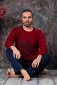 Sude Erkek Süprem Bisiklet Yaka İnce Uzun Kol Pijama Takımı P300/12 - 1 Adet  XL Bordo - 1