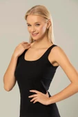 Erdem Kadın Ribana Kalın Askılı Atlet 2105 - 6 Adet  Siyah 3XL - 4