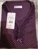 Pijamerry Kadın Dantel Yaka Bambu Uzun Kol Pijama Takımı 5207 - 1 Adet  2XL Mor - 3