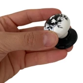 8 Adet Siyah Gül Desenli Beyaz Polimer Düğme Kulp Siyah Tablalı Mobilya Mutfak Dolabı Çekmece Kulbu Kulpları - 2