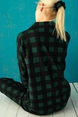 Pijamoni Kadın Süet Önden Düğmeli Pijama Takımı 56602 - 1 Adet  XL Yeşil - 3