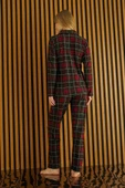 Pijamoni Kadın Süet Önden Düğmeli Likralı Pijama Takımı 5 - 1 Adet  Bordo 2XL - 3