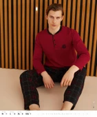 Pijamoni Erkek Süprem Uzun Kol İnce Pijama Takımı 6300 / 16 - 1 Adet  XL Bordo - 3
