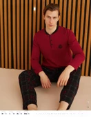 Pijamoni Erkek Süprem Uzun Kol İnce Pijama Takımı 6300 / 16 - 1 Adet  XL Bordo - 2