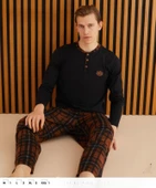 Pijamoni Erkek Süprem Uzun Kol İnce Pijama Takımı 6300 / 3 - 1 Adet  Siyah M - 3