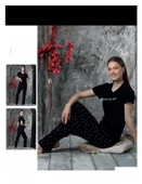 Charme Kadın Milan Bisiklet Yaka Kısa Kol Pijama Takımı P300/396- 1 Adet  Siyah L - 2