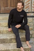 Aydoğan Erkek Süprem Uzun Kollu Pamuklu Pijama Takımı 3497 - 1 Adet  Siyah S - 1