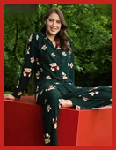 Pijamoni Kadın Süet Önden Düğmeli Likralı Pijama Takımı 9 - 1 Adet  XL Yeşil thumbnail 1