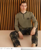 Pijamoni Erkek Süprem Uzun Kol İnce Pijama Takımı 6300 / 17 - 1 Adet  XL Haki - 3