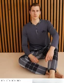 Pijamoni Erkek Süprem Uzun Kol İnce Pijama Takımı 6300 / 13 - 1 Adet  XL Antrasit - 1