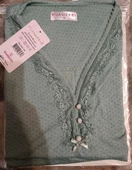 Pijamerry Kadın Dantel Yaka Bambu Uzun Kol Pijama Takımı 5208 - 1 Adet  XL Yeşil - 3