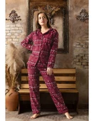 Sude Kadın Gömlek Yaka Polar Pijama Takımı M901 - 1 Adet  M Mürdüm - 2