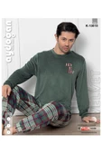 Aydoğan Erkek Kadife Kışlık Bisiklet Yaka Uzun Kol Pijama Takımı 13015 - 1 Adet  M Haki thumbnail 3