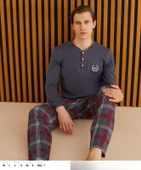 Pijamoni Erkek Süprem Uzun Kol İnce Pijama Takımı 6300 / 11 - 1 Adet  M Füme thumbnail 3