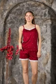 Charme Kadın Pegasus Kumaş İp Askılı Şortlu Pijama Takımı K300/371 -1 Adet  XL Bordo - 2