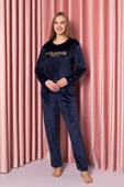 Sude Kadın Kışlık Kadife Pijama Takımı K200/804 - 1 Adet  XL Koyu Lacivert - 2