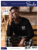 Sude Erkek Yakası Düğmeli Kışlık Polar Pijama Takımı A100/28 - 1 Adet  Siyah L thumbnail 4