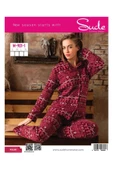 Sude Kadın Gömlek Yaka Polar Pijama Takımı M901 - 1 Adet  L Mürdüm - 4
