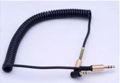 3.5 Mm Erkek/erkek 1.kalite Kutulu Stereo Aux Kablo L Uçlu Yaylı Spiralli Ses Aktarım Kablosu - 3