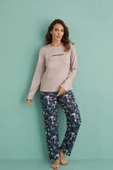 Mihra Kadın Bisiklet Yaka TERMAL Pijama Takımı 14102/17 - 1 Adet  S - M Pudra - 3