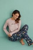 Mihra Kadın Bisiklet Yaka TERMAL Pijama Takımı 14102/17 - 1 Adet  S - M Pudra - 2