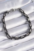 316L Çelik Siyah Gümüş Renk Kral Zincir Model Erkek Bileklik - 1