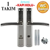Armoni WC Banyo Kapı Kolu Nikel İnox Aynalı Sağa Sola Uygun İç Dış Wc Kapısı Kilitlenebilir 1 Takım thumbnail 1
