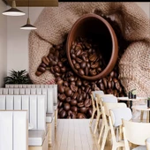 Çuvalda Kahve Çekirdekli Cafe Duvar Kağıdı Baskı - 2