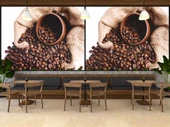 Çuvalda Kahve Çekirdekli Cafe Duvar Kağıdı Baskı - 3