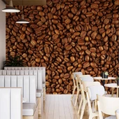 Kahve Çekirdekleri Temalı Cafe Duvar Kağıdı Baskı - 2