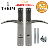 Atlas WC Banyo Kapı Kolu Nikel İnox Aynalı Sağa Sola Uygun İç Dış Wc Kapısı Kilitlenebilir 1 Takım - 1