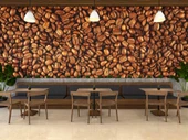 Kahve Çekirdekleri Temalı Cafe Duvar Kağıdı Baskı - 3