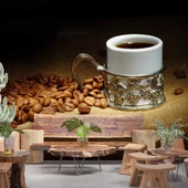 Fincanda Kahve Cafe Duvar Kağıdı Baskı - 1