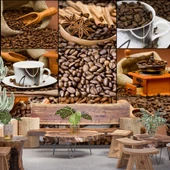 Kahve Çekirdeği Cafe Duvar Kağıdı Baskı - 1