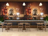 Kahve Öğütme Makineli Cafe Duvar Kağıdı Baskı - 3