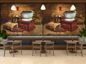 Kahve Öğütme Makineli Cafe Duvar Kağıdı Baskı - 3
