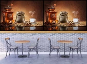 Kahve Öğütme Makineli Cafe Duvar Kağıdı Baskı - 4