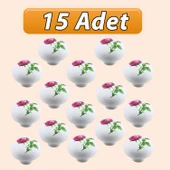 15 Adet Pembe Gül Desenli Beyaz Polimer Düğme Kulp Mantar Mobilya Mutfak Dolabı Çekmece Kulbu Kulpları thumbnail 1