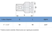 Unior 233.7 1" - 1.1/2" Havalı Lokma Adaptörü 1'' - 6