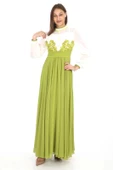 Göğüs Dantel İşlemeli Abiye Elbise 2702-Fıstık Yeşili thumbnail 2