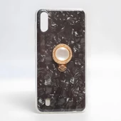 Galaxy A10 Kılıf Parlak Mermer Desenli Yüzüklü Vista Silikon Kılıf - 1