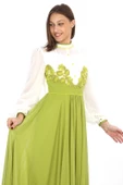 Göğüs Dantel İşlemeli Abiye Elbise 2702-Fıstık Yeşili thumbnail 1