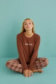 Gd Goldoremi 50902-53 Kadın Sleep Mode Ekose Uzun Kollu Pijama Takım - 5