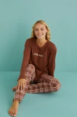 Gd Goldoremi 50902-53 Kadın Sleep Mode Ekose Uzun Kollu Pijama Takım - 4