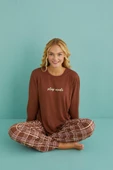 Gd Goldoremi 50902-53 Kadın Sleep Mode Ekose Uzun Kollu Pijama Takım - 6