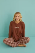 Gd Goldoremi 50902-53 Kadın Sleep Mode Ekose Uzun Kollu Pijama Takım - 7