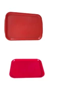 Periboia Büyük Boy Kırmızı Plastik Servis Tepsisi Kırılmaz Lokanta Büfe Fast Food Kullanım ( 53 x37 Cm) - 3