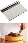 Periboia 2li Set Hamur Şekillendirici Eğik Pasta Spatulası +Metal Hamur Kesici Kazıyıcı Spatula - 4