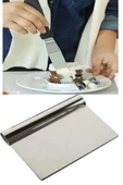 Periboia 2li Set Hamur Şekillendirici Eğik Pasta Spatulası +Metal Hamur Kesici Kazıyıcı Spatula - 5